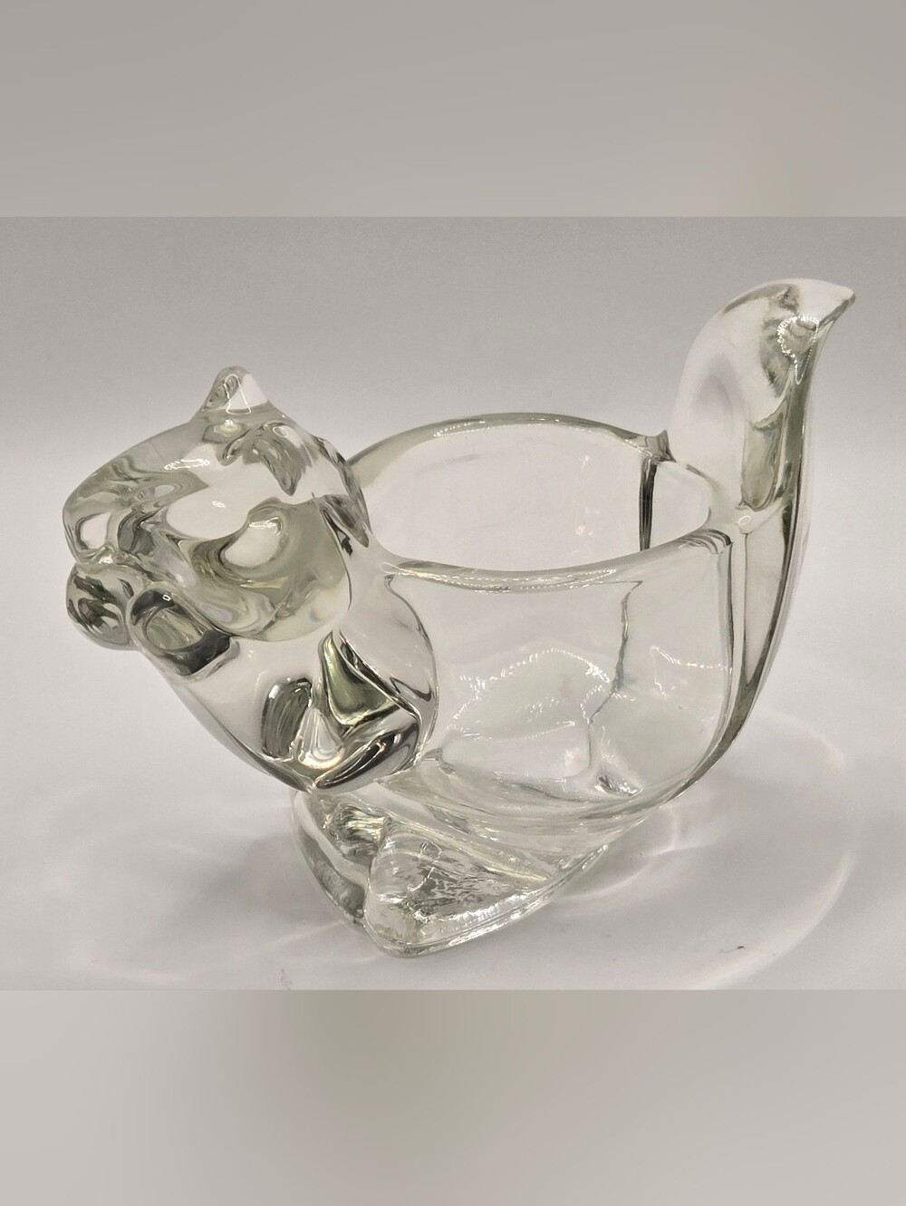 Vintage Avon Clear Glass Squirrel Figurine  Votive Candle Holder Planter 3.5"